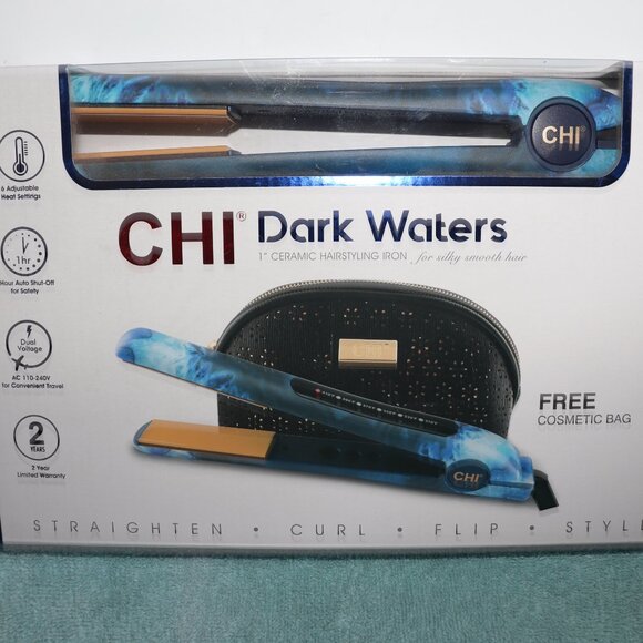 Chi Other - New CHI Flat Iron Straightener 1 in Dark Waters Model GF 8538 W/Cosmetic Bag